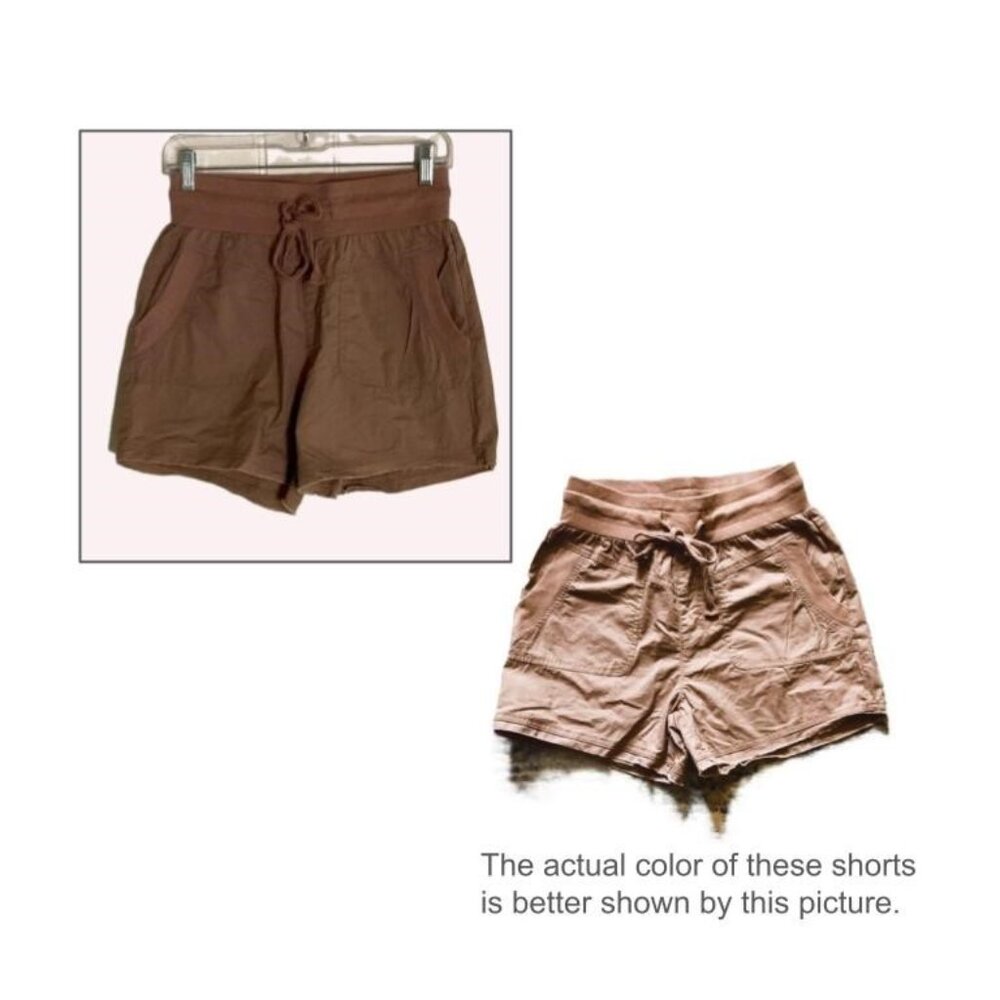 Ban Jara Cotton Drawstring Shorts | S | Raw Hem | Tan/Light Brown